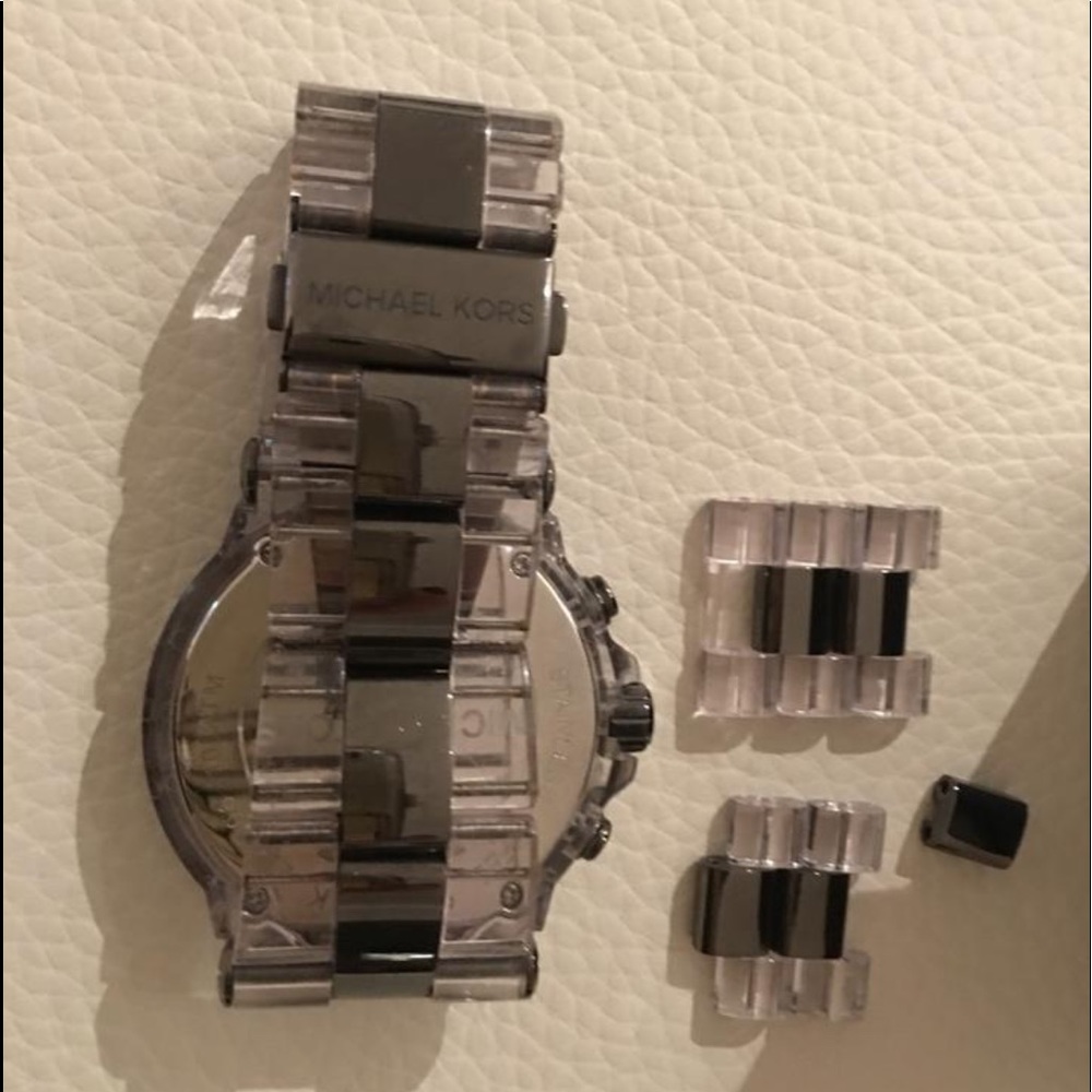 Gray and Clear Acrylic Oversized Chronograph Watch - Picture 10 of 10
